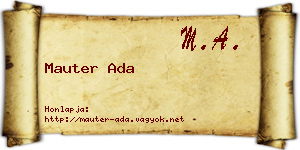 Mauter Ada névjegykártya